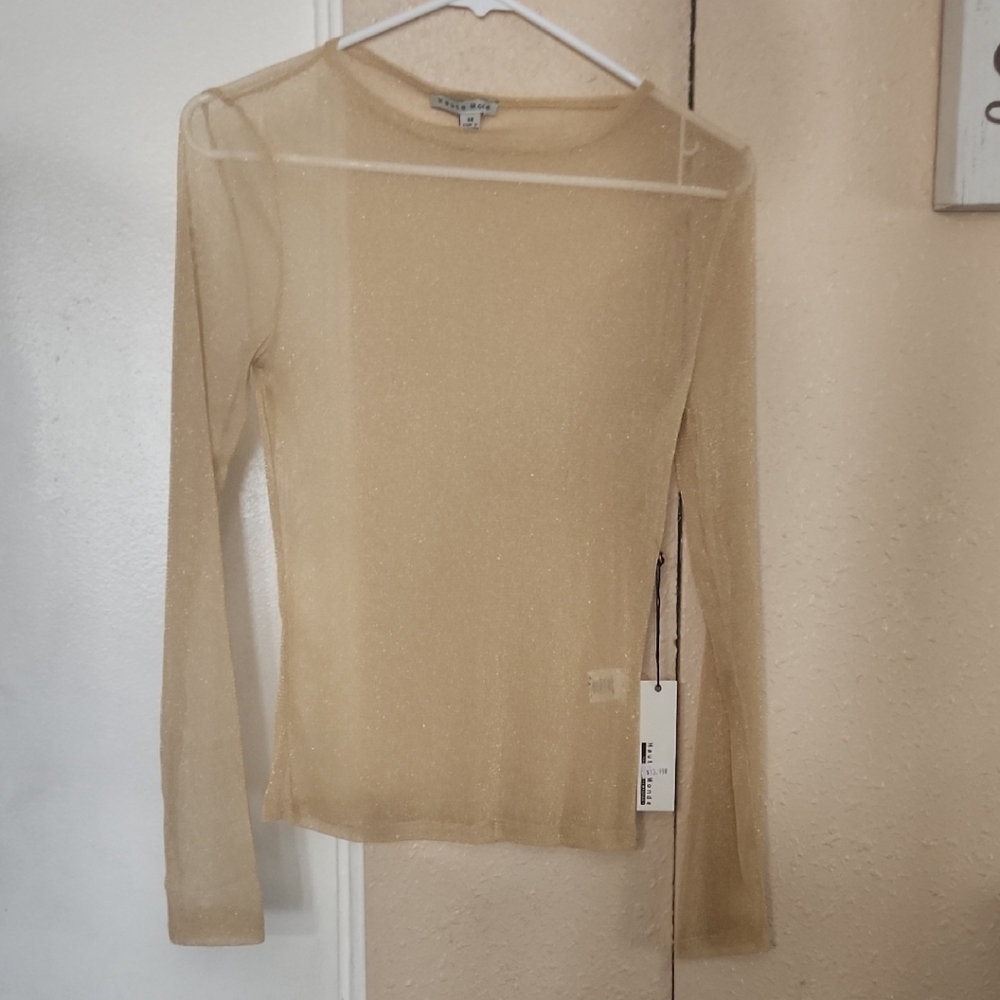 Express Shimmering Gold Sheer Blouse